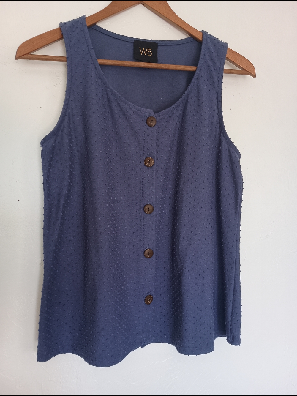 Anthropologie W5 Navy Blue Textured Button-Front Tank